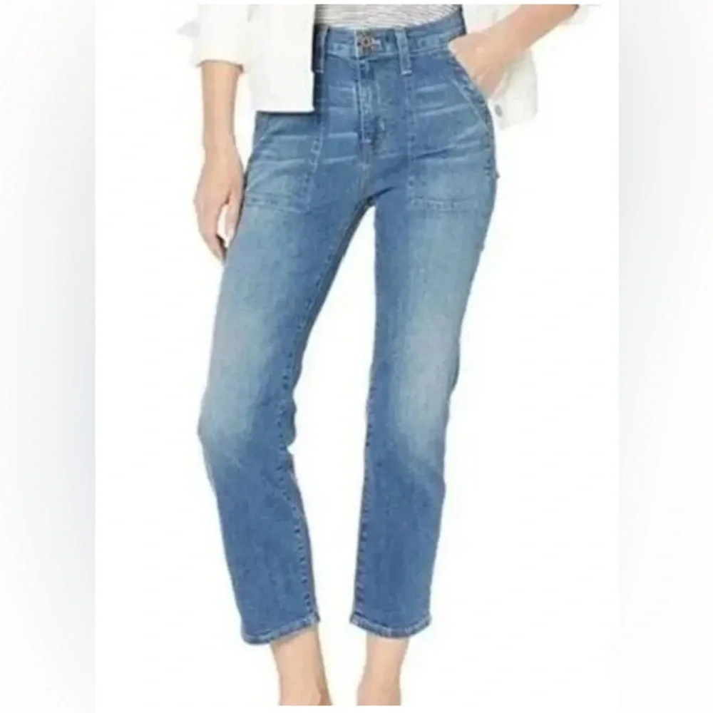J Crew Petite Womens Crop Ankle Patch Pocket Utility Jeans Blue # 0451